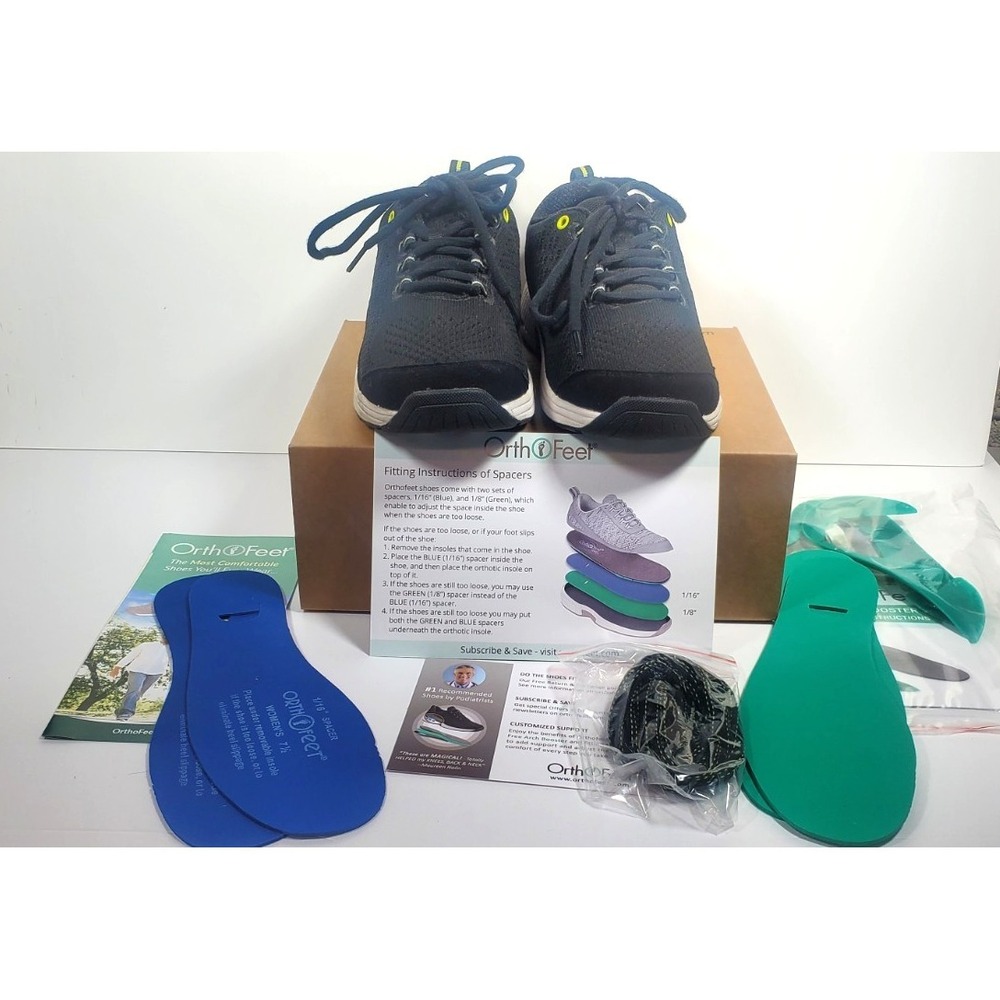 Orthofeet Women's Lace Up Shoes‎ Black 7.5 EE Extra Wide in Box